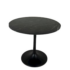 Enzo 30" Round Marble Top Dining Table - Black Top - Black Base