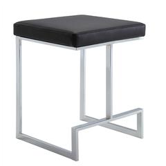 Kafka 24" Counter Stool - Chrome - Black Leatherette Upholstery
