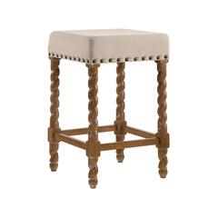 Remick 24" Counter Stool - Natural Oak - Linen Upholstery