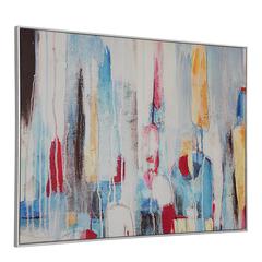 Rainy Forest Abstract Wall Art - Large - Multicolor - Silver Frame