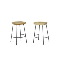 Diya 24.5" Counter Stool - Set of 2 - Natural Seat - Black Base