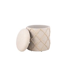 Handwoven Eros X Solid Fabric Storage Ottoman