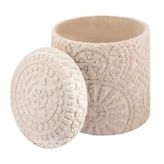 Handwoven Helios Cream Sunburst Storage Ottoman