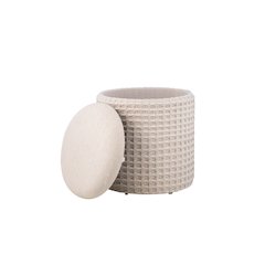 Handwoven Chronos Waffle Cream Storage Ottoman