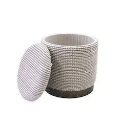 Handwoven Kratus Hammered Metal Storage Ottoman