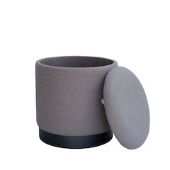 Handwoven Hephaestus Silver Boucle Storage Ottoman