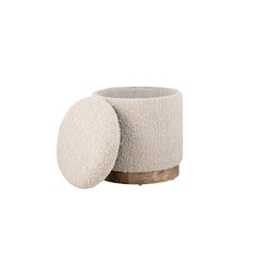Handwoven Hestia Round Wood Base Storage Ottoman