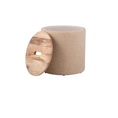 Handwoven Zeus Jute Check Wood Top Storage Ottoman