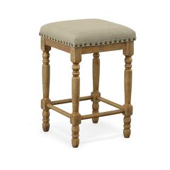 Brittany Deluxe  Barstools - Set of 2 -Vintage Honey - Linen Upholstery