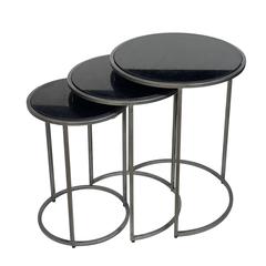 Serena Nesting Tables - Black Marble - Industrial
