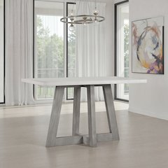 Rectangular Grey Concrete Top Bar Table With Brushed Acacia Base 59X35.5X35.5