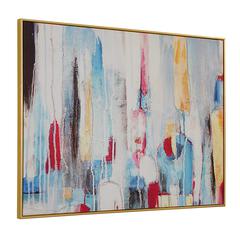 Rainy Forest Abstract Wall Art - Small - Multicolor - Gold Frame