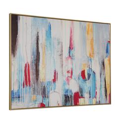 Rainy Forest Abstract Wall Art - Large - Multicolor - Gold Frame