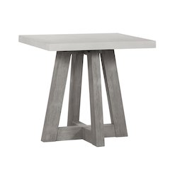 Square Accent Table With Grey Wood Base And Concrete Top, 24.6"