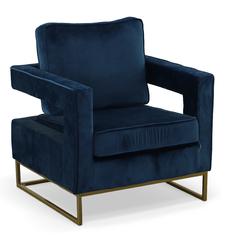 Adadon Velvet Upholstered Armchair - Navy Blue