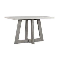 Rectangular Grey Concrete Top Bar Table With Brushed Acacia Base 59X35.5X35.5