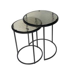 Serena Nesting Tables - Antique Textured Silver - Antique Gold