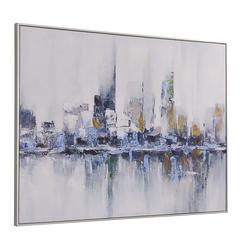 Cityscape Abstract Wall Art - Silver Frame - Large