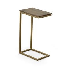 Aggie C-Form Accent Table - Elm Top - Gold Base