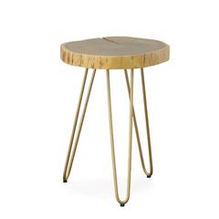 Seti Live Edge Accent Table - Natural Top - Gold Base