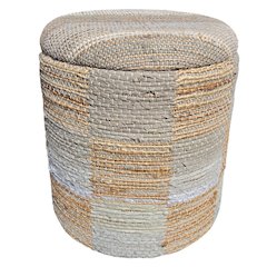 Handwoven Fabric Storage Ottoman - Multi-Purpose Foot Rest Yellow