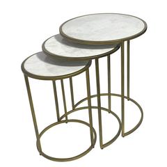 Serena Nesting Tables - White Marble - Industrial