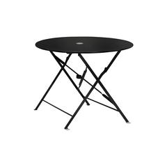 Bistro 36" Round Folding Outdoor Table - Umbrella Hole - Black
