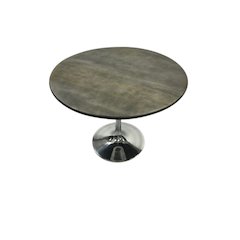 Alden Wood Top 40" Round Dining Table - Fog Gray Top - Chrome Base