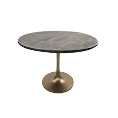 Alden Wood Top 40" Round Dining Table - Fog Gray Top - Gold Base