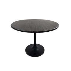 Alden Wood Top 40" Round Dining Table - Warm Black Top - Black Base