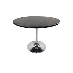 Alden Wood Top 40" Round Dining Table - Warm Black Top - Chrome Base