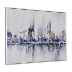 Cityscape Abstract Wall Art - Silver Frame - Small