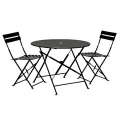 Bistro 30" Round Table Outdoor Set - Set of 3 - Black