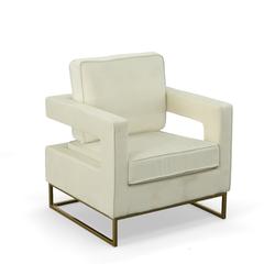 Adadon Velvet Upholstered Armchair - Cream