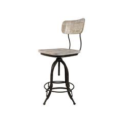 Mason Adjustable Barstool - Natural Driftwood Seat - Aged Iron Base