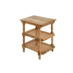 Chesterfield Wood & Cane 3 Shelf Side Table - Natural