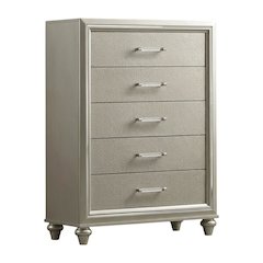 Lumina Wood 5-Drawer Chest in Silver