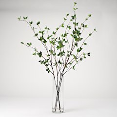 Real Touch Cherry Leaf Branches in Glass Vase