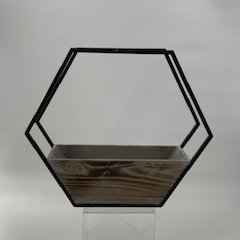 Metal and Wood Hexagonal Wall Sconce