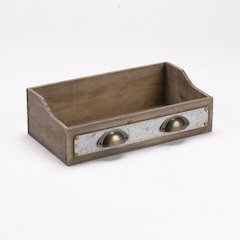Large Wooden Tray with Metal Face Plate