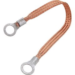 Copper Ground Strap 6in w/ 3/8in Ring Terminals