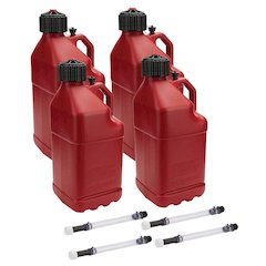 Utility Jug 5 Gal w/ Filler Hose Red 4pk