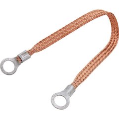 Copper Ground Strap 9in w/ 3/8in Ring Terminals