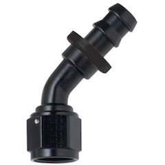 Hose Fitting #4 45 Deg Push Lock Black