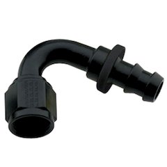 Hose Fitting #6 120 Deg Push Lock Black