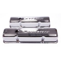 SBC Chrome Bowtie V/C's - Tall w/Baffle