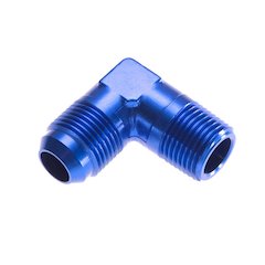 10AN 90Deg Male Adapter to 3/8in NPT Male Blue