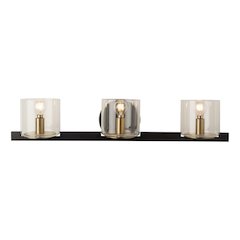 Salinas Collection 3Light Vanity Light, Black and Brass