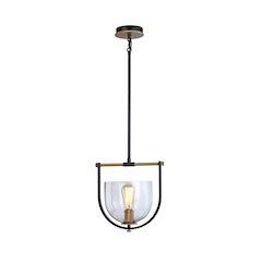 Cheshire Collection 1Light Pendant, Black & Brass