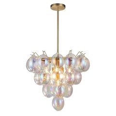Globo Collection 9Light Chandelier Iridescent and Brass